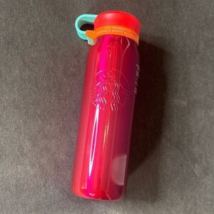 Starbucks 2025 Glossy Red/Pink Vacuum Insulated Water Bottle 20oz Fizz Froendly